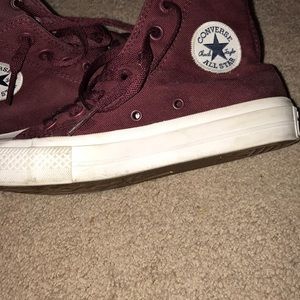 CUSTOM MAROON converse with blue all star patch
